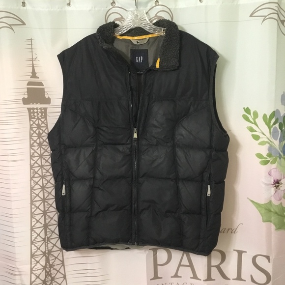 Vintage Gap Down Puffer Vest Black Mens Size Large Quilted - Picture 1 of 9